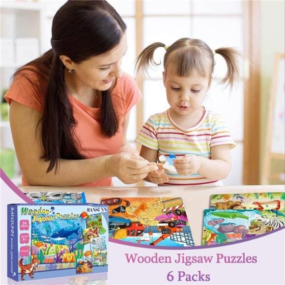 Puzzles for Kids Ages 3-5, 24 Piece Colorful Wooden Puzzles for Toddler - Picture 10 of 16